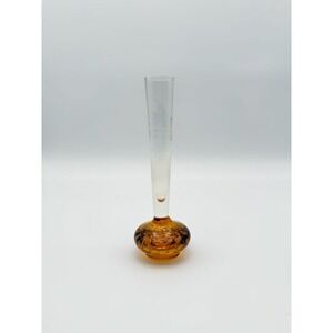 Mid Century Art Glass Bud Vase Amber Controlled Bubbles Vintage